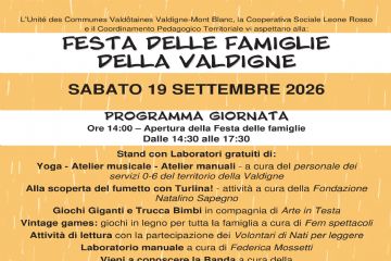 Festa delle Famiglie della Valdigne- Sabato 19 settembre 2026 – Parco della Lettura di Morgex